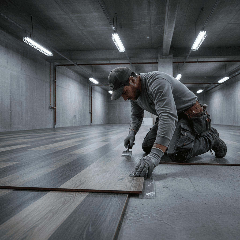 Commercial flooring installation with professional precision