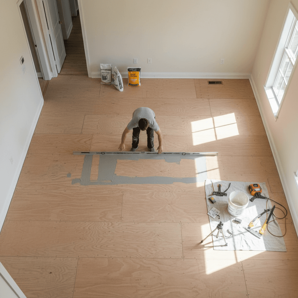 Subfloor preparation and levelness verification