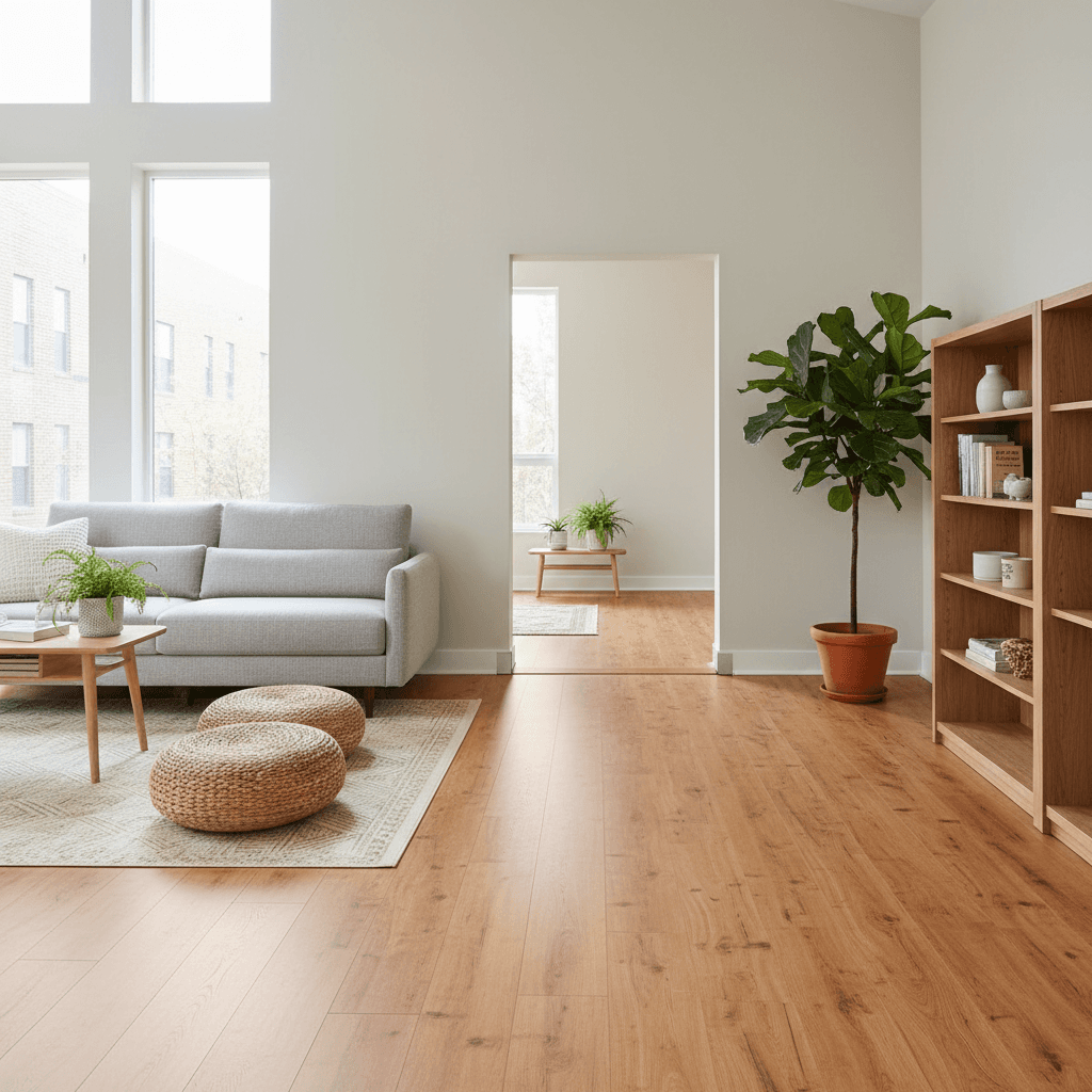 Laminate flooring in residential living space