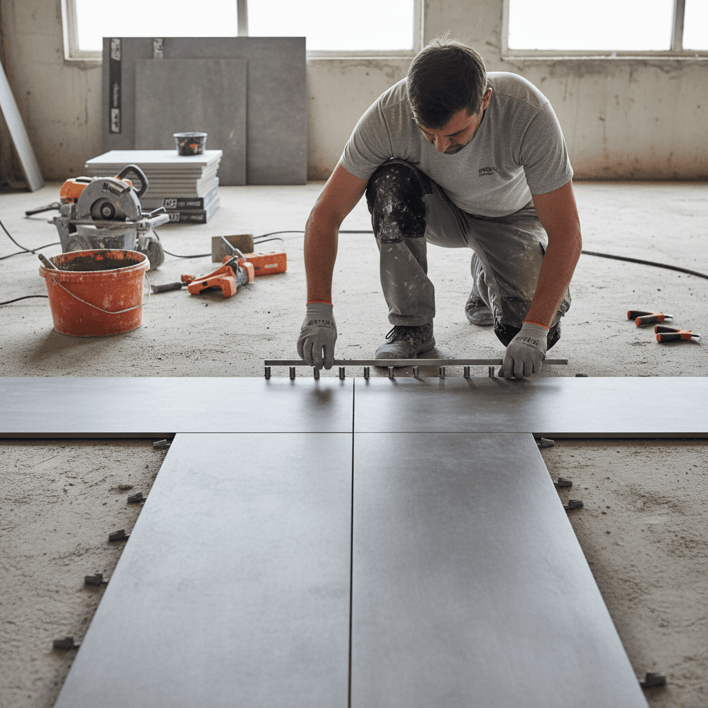 Tile installation with meticulous spacing and alignment