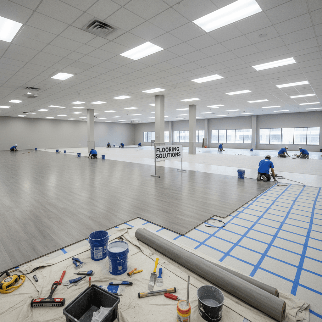 Large-scale commercial flooring installation project
