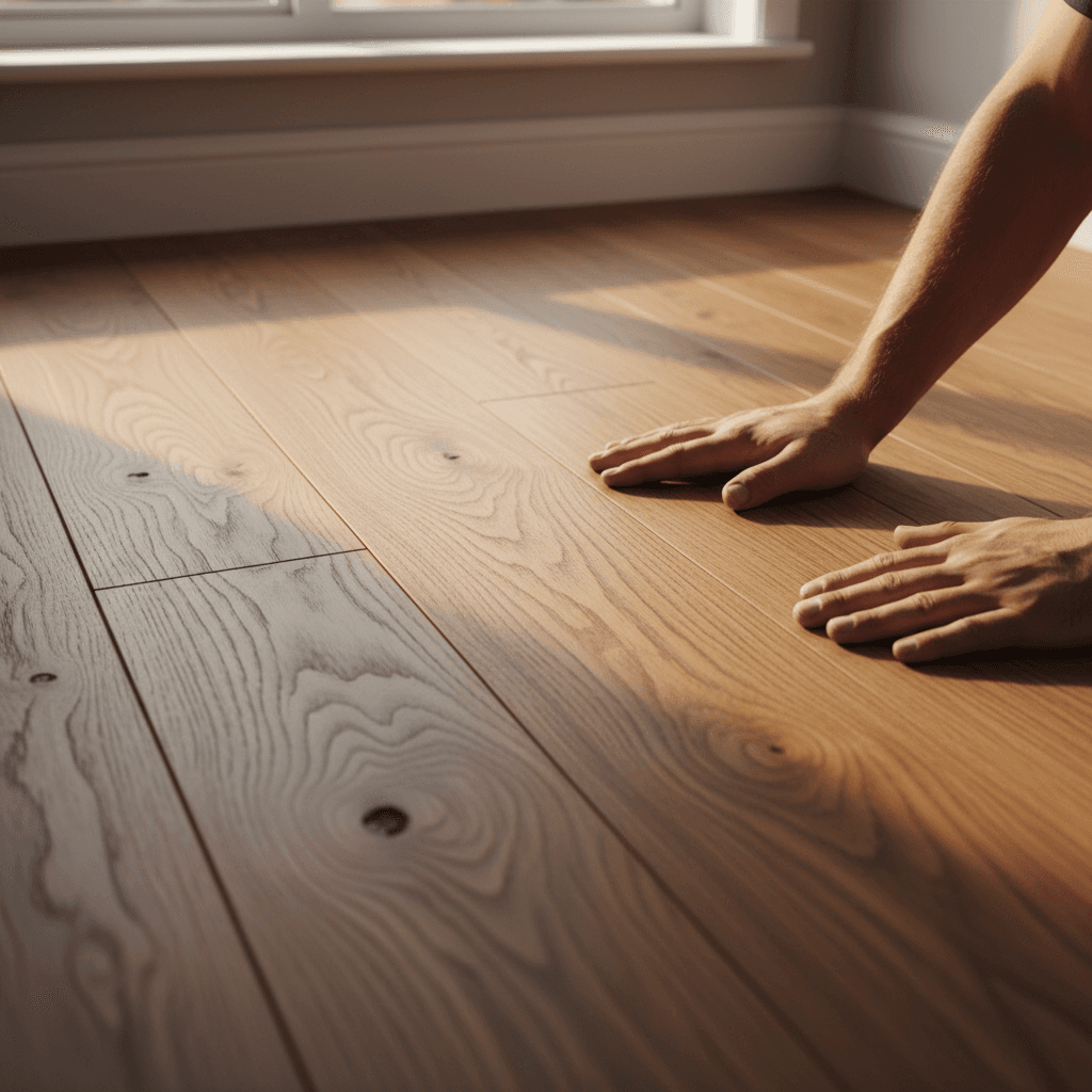 Hardwood flooring installation with precision finish